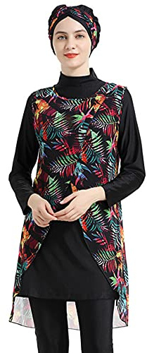 nadamuSun Muslimische Badeanzüge für Frauen Floral Modesty Bademode Islamischer Hijab Burkini Beachwear Tankini Badeanzug