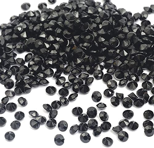 2000 Stück Acryl Deko Diamantkristalle 4mm Glitzer Streudeko Tischschmuck Funkelnd Dekosteine Kristalle Konfetti Diamanten zum DIY Verzieren Tischdeko Hochzeit Taufe Verlobung Valentinstag,Schwarz