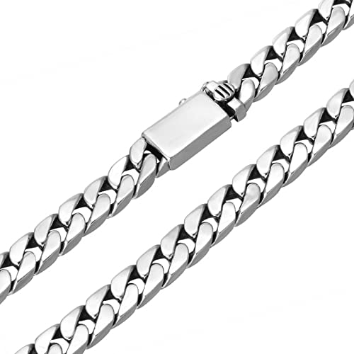 Bishilin Herren Kette 60CM ohne Anhänger Silber 925, 8MM Panzerkette mit Steckschließe Halskette Silber Biker Partnerkette für Jugend Männer