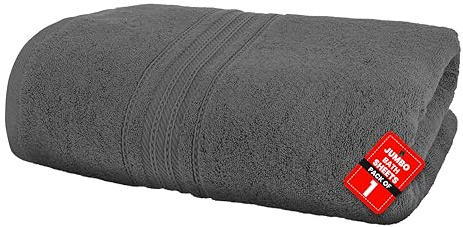 Tag Terry Luxurious Jumbo Bath Sheets 1 Pack, 100% Cotton Towels Bath Sheets (90x180cm) 600 GSM, Soft & Quick Dry Extra Large Bath Sheet Towels (Grey)