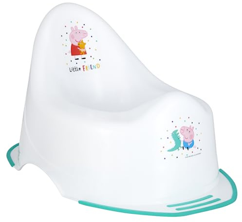 Peppa Pig Teal Potty – High‑Back Toddler Potty with Handles, Non‑Slip Feet & Front Splash Guard, Lightweight & Easy‑Clean Hygienic Plastic, Portable, for Ages 18M+, Max Weight 40kg