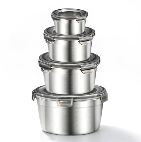 Misichao Stainless Steel Food Containers with Lids 4 Pack
