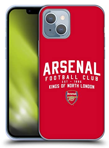 Head Case Designs Offizielle Arsenal FC Kings of North London Typographie Gelhülle [Militärischer Schutzgrad] Kompatibel Mit Apple iPhone 14 Und Kompatibel Mit MagSafe