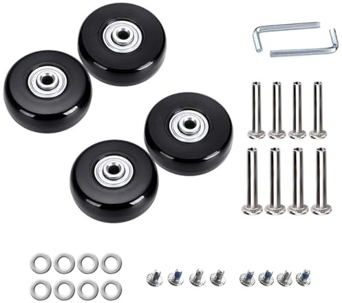 4 Stk 60mm x 18mm Kofferrollen Ersatzrollen für Koffer Luggage Suitcase Wheels Replacement Ersatz Gepäck Koffer Ersatzräder GummiRollen Räder Ersatz Wheels Rad für Trolleys Koffer Ersatzteile