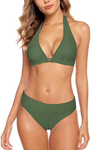 Aidotop Damen Bikini Set Triangel Badeanzug Strand Ties Zweiteiliger Bademode Bikinihose