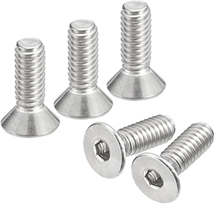 sourcing map Tornillos de cabeza avellanada plana #8-32 x 1/2 pulgadas, 100 tornillos hexagonales de acero inoxidable 304, rosca completa, pernos avellanados