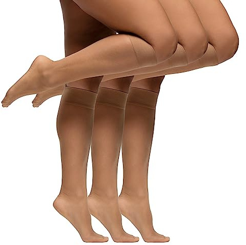 LIEMI Pօmpea Calze Gambaletto COMFORT SIZE 20 DEN Taglia Unica Polvere Dorata 6 Paia