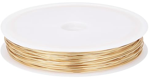Beebeecraft 23 Gauge 0.6mm 30 Meters Bendable Metal Wire 18K Gold Plated 98 Feet Round Polished Tarnish Resistant Craft Wire with A Spool for Jewellery Making DIY Findings