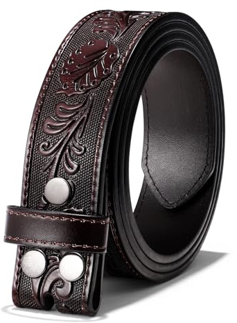 Herren Western Leder Gürtel Strap Ohne Schnalle 3.8cm Vintage Ersatz Cowboy Leder Gürtel Strap mit Snap on Schnalle