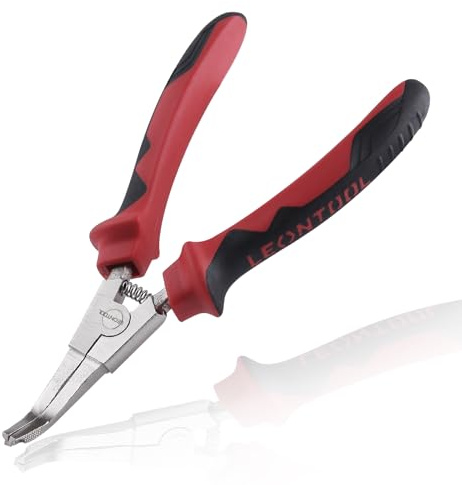 LEONTOOL 8 Inches Lock Ring Pliers Bent Nose Reverse Pliers with Hole | Flat Snap Ring Pliers for Transmission Transfer Cases, Special Circlip Pliers, Angle Tip Retaining Ring Pliers Spreader