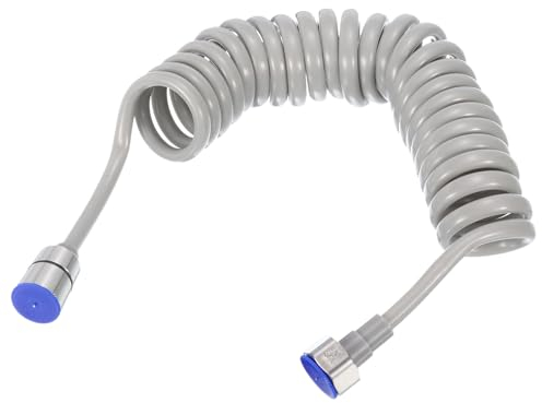 sourcing map Flexible Duschschlauch, 3 Meter flexibler Teleskop-Duschschlauch mit 304 Edelstahl-Anschlussmutter für Toilettenarmatur, Badezimmer Spiralflexibler Duschschlauch Grau