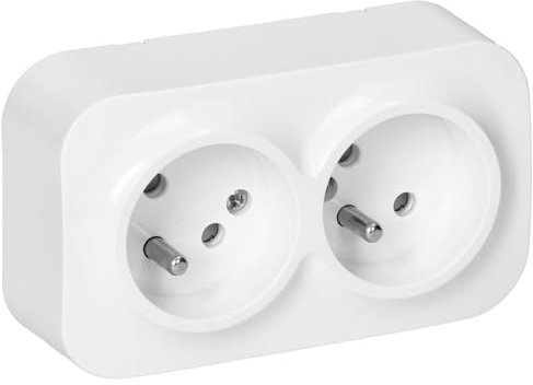 Miratic Presa Elettrica da Muro 2 Poli + Terra 16A IP20 Versione Francese del Prodotto (2 prese)