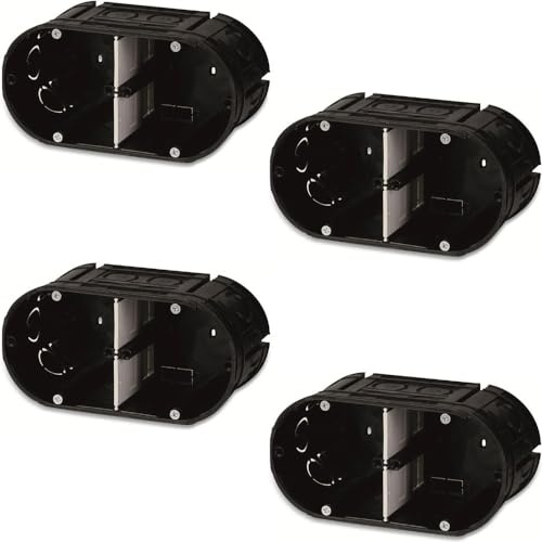 Fiduciashop Unterputz Steckdose 2-Fach - Unterputzdose 68mm Tiefe - Abzweigdose Klein für Profis - Hochwertige Installation mit Präzision für Moderne Elektroinstallationen (4 Stück) Schwarz