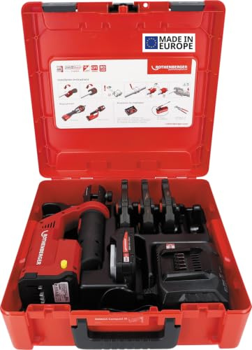 ROTHENBERGER ROMAX COMPACT III Set M15-22-28, 2Ah, EU, CAS | 1000004273 | Kontur M in den Größen 15-22-28 mm, Verpressen von Fittings bis 35 mm (Metall), schnelle 3-Sekunden-Verpressung