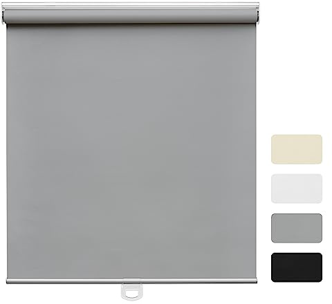 Moonice Kabellos Rollos Verdunkelungsrollo mit Federhebefunktion für Fenster Wärmeisolierte Einfach zu Installierende Maßgeschneiderte Rollos für Zuhause Schlafzimmer Büro (Schwarz,46 x 183 cm)
