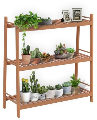 Hoclauho Pflanzenregal Holz, Blumenregal Blumentreppe für Indoor Balkon und Outdoor, Küchenregal Leiterregal Pflanzentisch Pflanzenständer Organizer, Mehrzweck-Aufbewahrungsregal (Quadratisch)