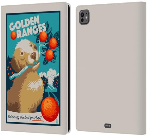Head Case Designs sous Licence Officielle Lantern Press Oranges d'or Collection de Chien Coque en Cuir à Portefeuille Compatible avec Apple iPad Pro 11 M4 2024