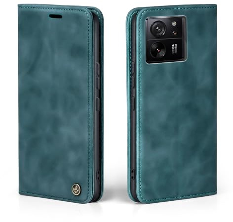 LBH Handyhülle für Xiaomi 13T / Xiaomi 13T Pro in Petrol Blau mit Karten- und Geldfach Smartphone Hülle mit Standfunktion Flip Case Schutzhülle Magnetverschluss Vintage