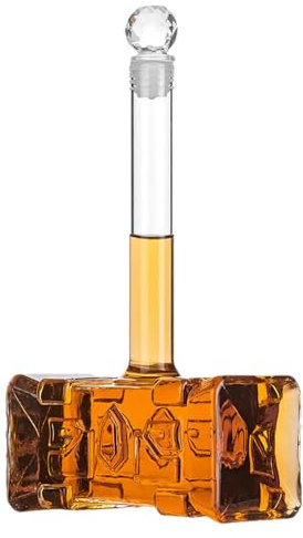 Caraffa in vetro da whisky, decanter per alcool, da 400 ml, con tappo ermetico, per cocktail, alcol, bourbon, vodka vino
