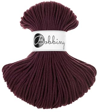 Bobbiny Junior Baumwoll-Flechtschnur - 3mm x 100m - Vielseitige Makramee-Kordel für Stricken, Weben, DIY-Basteln und Heimdekoration - Hochwertige Bunte Bastelschnur - Warm Burgundy