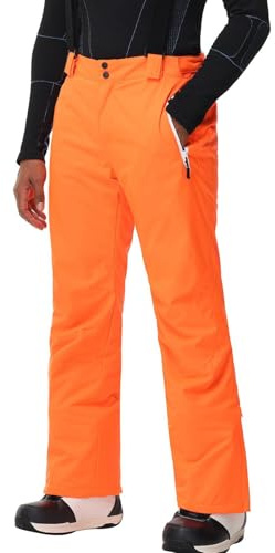SnowElve Isolierte Herren-Schneehose, wasserdicht, Skihose für Winter, Wandern, Unterschenkel, Reißverschluss, Outdoorhose, Reißverschlusstaschen (YSB-K03, Orange, L)