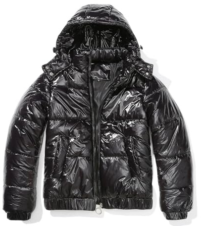Giacca da donna in cotone lucido a maniche lunghe con cappuccio autunno e inverno Giubbotto Donna Invernale Lungo Giacca Biker Donna