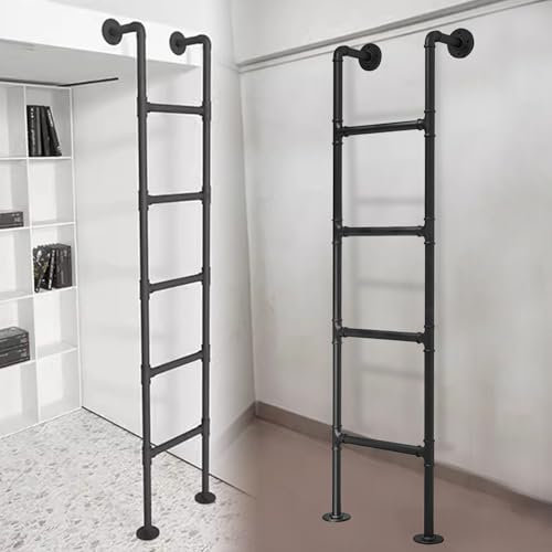 Heavy Duty Metal Window Well Ladder for Basement Fire Escape Wall Mounted Egress Ladder for High Loft Attic Bed 5 10 Rung Step Ladders (110cm/43in)