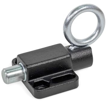 Ganter Normelemente | Rastbolzen mit Zugring | zum Anschrauben | mit Rastsperre | GN 722.6-12-20-C-SW | schwarz | Bolzen ⌀12mm