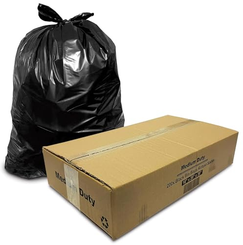 G4GOODS® 200 Large Black Dustbin Bags Medium Duty 30 Micron/120 Gauge 80L Black Bin Liners for Household Waste Office Kitchen Restaurant Garbage Bags (18x29x39)
