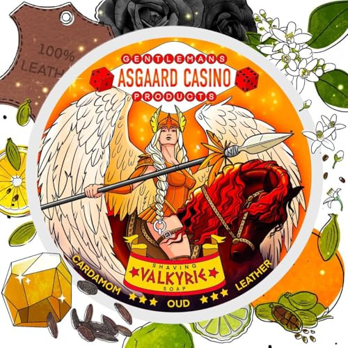 Rasierseife Valkyrie (ASGAARD CASINO) – hergestellt in Großbritannien – Kardamom, Leder & Oud – 7 Butter – alle natürlichen Inhaltsstoffe