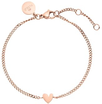 Purelei® Tiny Heart - Smyckesarmbånd i filigran med hjärtformat hänge, i 18k guldpläterad rostfritt stål, silver, roséguld, justerbar längd, Eine Grösse, Rostfritt stål, Agat