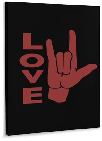 ASL I Love You Sign Language Canvas Prints Personalized Wall Art Hanging Pictures for Home Office Decor 30 * 40cm