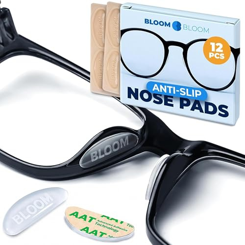 Premium Eyeglass Nose Pads 6 Pairs – Clear Silicone Anti-Slip Stick-On Pads for Glasses, Sunglasses – Adhesive – BLOOM & BLOOM