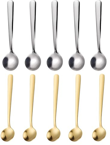 10 PCS Mini Spoon, 7.5 CM Tiny Stainless Steel Spoons, Dessert Spoons, Small Condiment Spoons for Jars, Small Spoons for Salt, Sugar, Honey, Coffee, Dessert, Spices