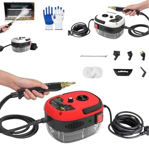 Genérico Limpiador A Vapor para Coche, 2500 W, Alta Temperatura Y Alta Presión, Multifunción 10 En 1, 6 Velocidades Ajustables, Uso Dual para Hogar Y Coche (Red)