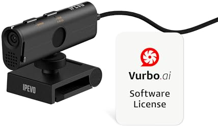 IPEVO VurboCam 4K Vurbo.ai-Powered Webcam, Ultra HD 13MP USB Camera for PC/Mac, AI Meeting Notes, Real-Time Translation, Noise Reduction Mic, Plug-and-Play for Zoom, Teams