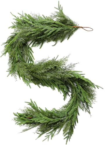 Tifuly Norfolk Pine Garland,6.2 FT Artificial Christmas Greenery,Real Touch Christmas Garland,Xmas Wreath for Holiday Fireplace Stairs Window Indoor Outdoor Decor