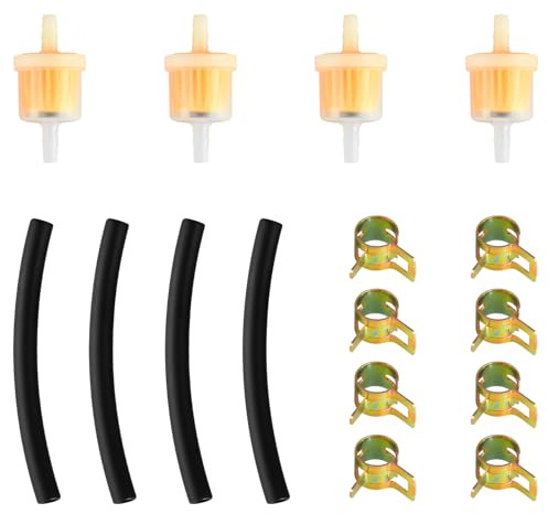 Hopzab 16PCS Inline Fuel Filter Kit for Motorcycle, Car & Scooter, Universal Petrol & Diesel Fuel Filters with Hose Clips, for Motorbike, Generators, Lawnmowers & Small Tractors