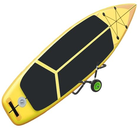 Kajak Transportwagen aus Aluminium für 2 Kajaks/SUPs, 176lbs Tragkraft, mit 10-Zoll pannensicheren Rädern, Faltbar und leicht, für Kajaks, Surfbretter, Kanus, SUP Boards (Schwarz, Grün)