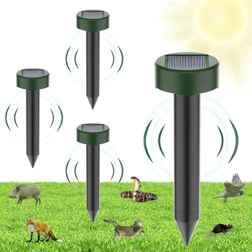 Talpe Ultrasuoni Solare 4 Pezzi, Repellente Solare Scaccia Talpa, Dissuasore per Talpe a Ultrasuoni Utilizzato per Respingere Talpes, Arvicole, Serpenti Protegge Prati e Giardini