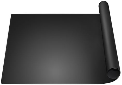 Large Heat Resistant Mat 60x40cm - 1.2mm Thick Silicone Mats for Worktops | Food Grade Silicone, Waterproof Non-Slip Silicone Mats, Non Stick Silicone Sheet for Baking, Crafts, Countertops(Black)