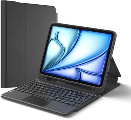 Inateck Custodia Tastiera iPad A16/10a Gen, Bluetooth 3 Canali | Per iPad Air 11 M4/M3/M2, Air 5/4, Pro 11, touchpad e porta penna, rimovibile, Classic, Nero