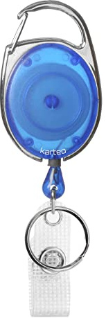 Karteo® Ausweisjojo [ 5 Stk. ]Ausweis Jojo blau mit Schlaufenclip Karabinerhaken Karabiner Clip für Ausweishülle Ausweishüllen Kartenhüllen Ausweishalter Kartenhalter