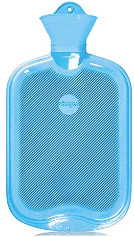 2 Liter Gummi-Wärmflasche, Wärmeflasche, beidseitig Lamellen, hellblau