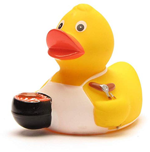 Duckshop I Badeente Grillmeister I Quietscheente L: 8 cm I Quietscheentchen I Geschenk Barbeque I Präsent Sammler