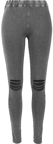 URBAN CLASSICS Leggings Donna Elasticizzati ottica Jeans, Taglio alle Ginocchia, Vita bassa, Materiale Jersey, Ottica Jeans, Disponibile Anche per Grandi Taglie XS- XL
