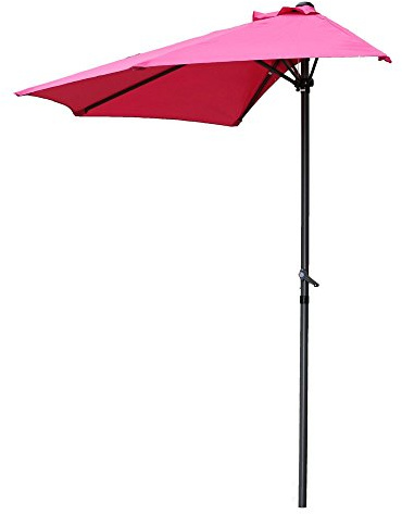 International Caravan Furniture Piece 9-Foot Half Round Wall Hugger Umbrella