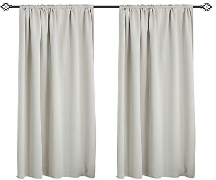 WOLTU Verdunklungsvorhänge mit Kräuselband Blickdicht 135x175cm Creme | 2er Set, 250g/m² schwere Gardinen mit Sichtschutz, Thermovorhang für Wohnzimmer und Schlafzimmer, Länge 175 cm
