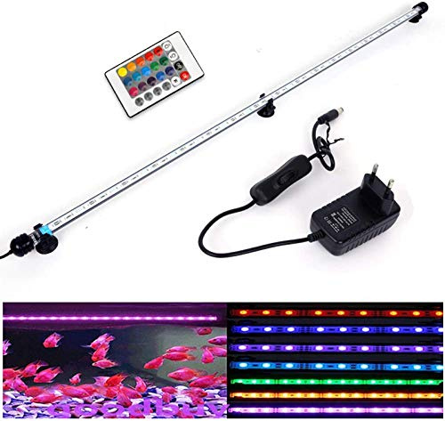 SolarNovo LED Luz de acuario Iluminación subacuática Cubierta ligera superior Lámpara impermeable para tanque de peces con control remoto Cambio (RGB, 1.8 * 92cm)