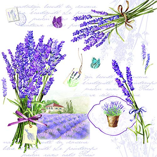 20 Servietten Lavendel in der Natur als Tischdeko für den Sommer 33x33cm